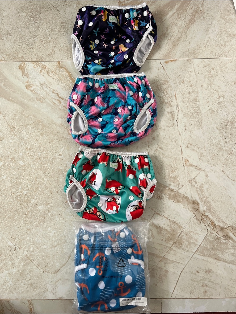 Kids Reusable Swim Diapers - Includes 4, size LARGE
